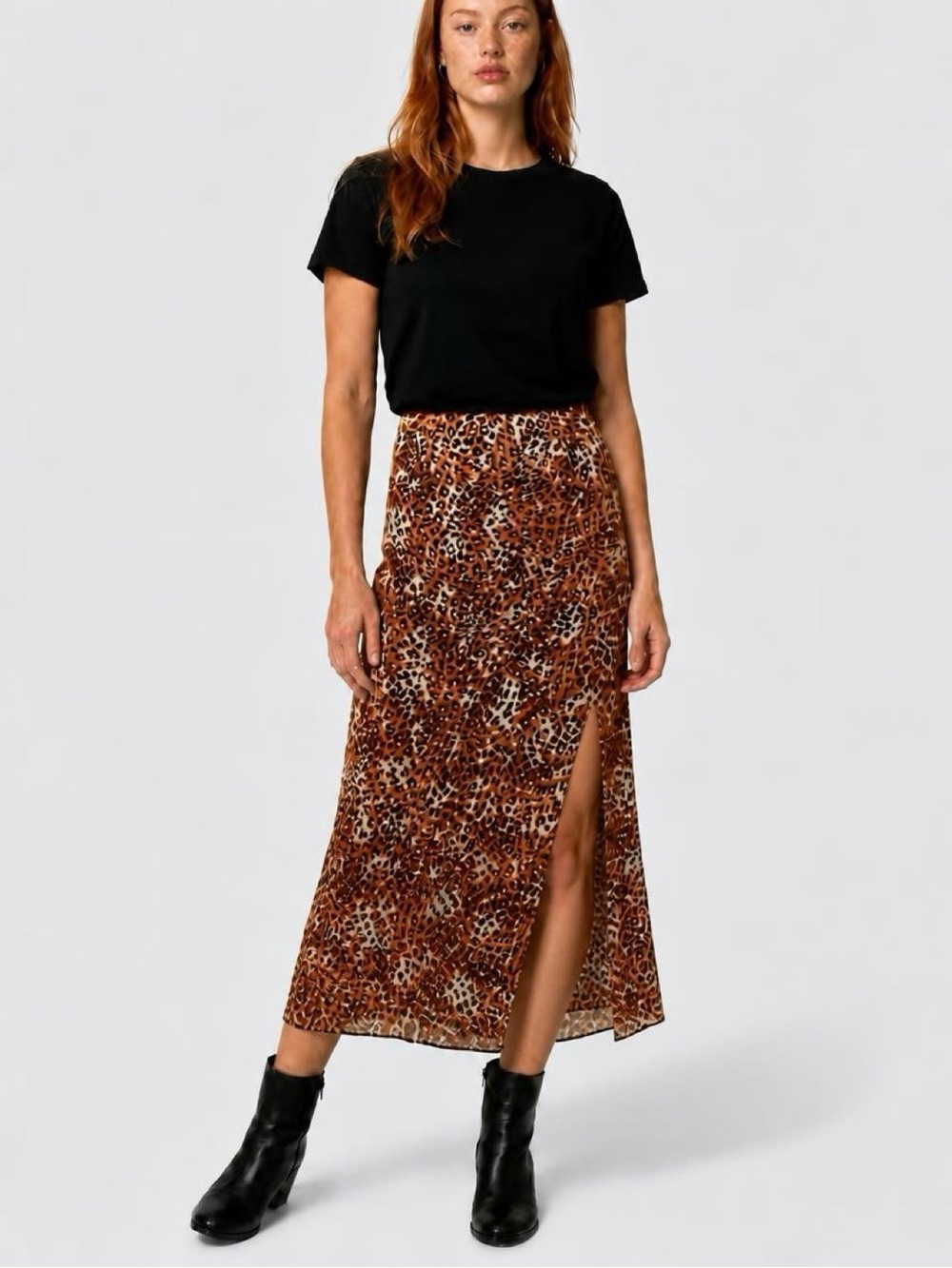 Maje Leopard Skirt with Side Slit - NWTs $ 345 size 38 US med 6/8